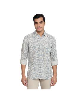 Parx - Slim Fit Medium Grey Printed Shirt