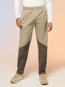 Technosport - Khaki Boys Colorblock Slim Fit Sports Trackpant with Ts Lytra