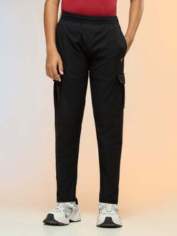 Technosport - Black Boys Straight Fit Sports Cargo Trackpant with Ts Flexi