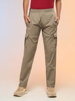 Technosport - Brown Boys Straight Fit Sports Cargo Trackpant with Ts Flexi
