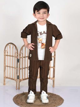 BAD BOYS - Stripe Printed Brown Co-Ord Set