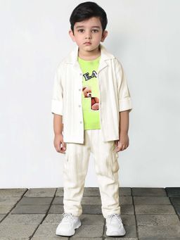 BAD BOYS - Stripe Printed White Co-Ord Set