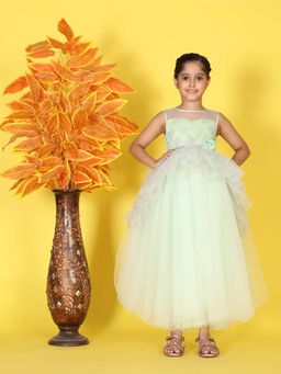 Toy Balloon Kids - Light Green Full Length Girls Party Wear Dress
