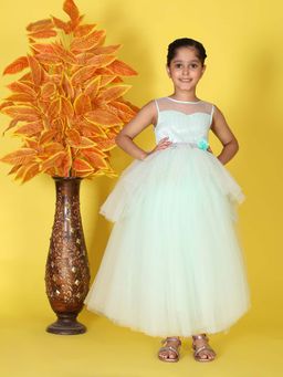 Toy Balloon Kids - Sea Green Full Length Girls Party Wear Dress