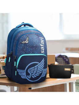 Safari - Unisex Bonus Printed Blue Backpack (L)