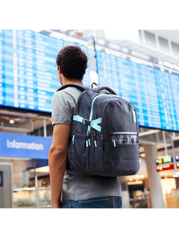 Safari - Unisex Quadro Printed Navy Blue Backpack (L)