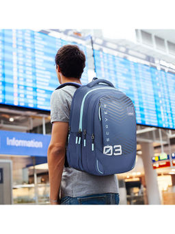 Safari - Unisex Quadro Printed Blue Backpack (L)