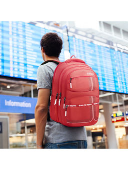Safari - Unisex Quadro Printed Red Backpack (L)