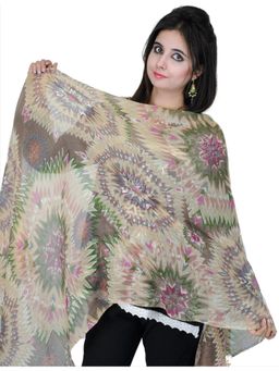 EXOTIC INDIA - Multi-Color Pure Wool Printed Design Stole