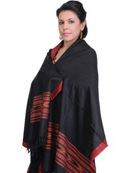 EXOTIC INDIA - Black Handloom Wool Woven Stole