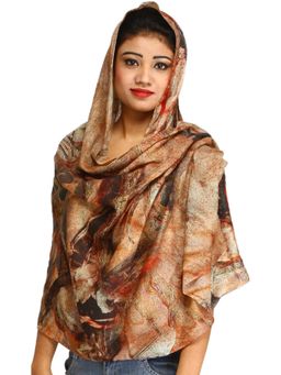 EXOTIC INDIA - Multi-Color Pure Silk-Wool Printed Stole