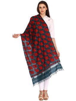 EXOTIC INDIA - Blue Kashmir Pure Wool Embroidered Stole