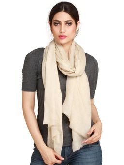 EXOTIC INDIA - Beige Reversible Cashmere Pure Pashmina Wool Stole