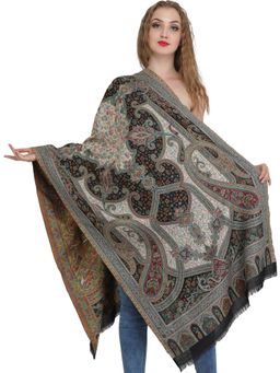 EXOTIC INDIA - Black Amritsar Pure Wool Woven Stole