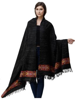 EXOTIC INDIA - Black Kullu Yak Wool Woven Stole
