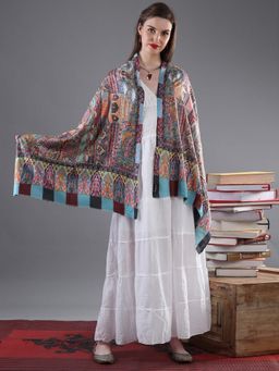 EXOTIC INDIA - Multi-Color Embroidery Wool Stole