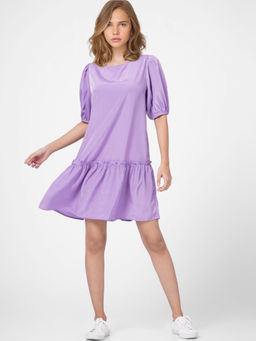 ONLY - Women Purple Solid A-Line Dress