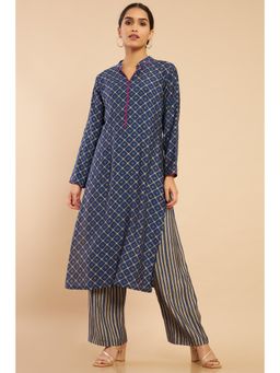 Soch - Women Navy Blue Printed Salwar Suit (Set of 2)
