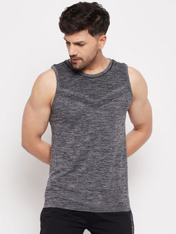 C9 Airwear - Seamless Men's Sando Vests with Round Neck and Textured Knit in Anthra Melange Color
