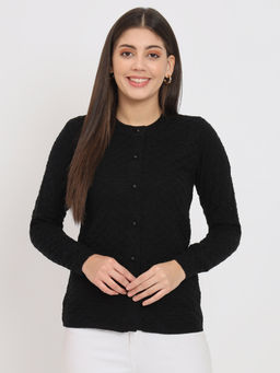 CLAPTON - Womens Self Design Full Sleeve Cardigan