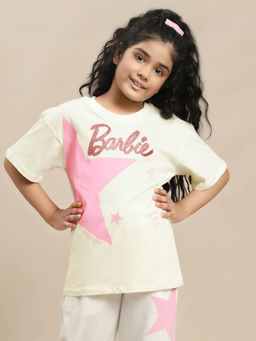 Kidsville - Barbie Printed Relaxed Fit Tshirt for Girls