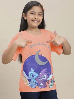 Kidsville - Lilo and Stitch Printed Relaxed Fit Tshirt for Girls