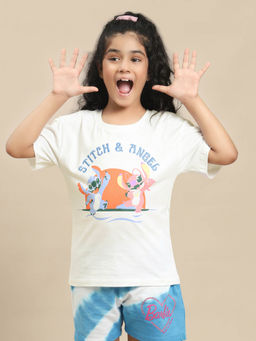 Kidsville - Lilo and Stitch Printed Relaxed Fit Tshirt for Girls