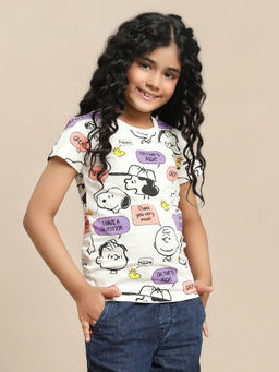 Kidsville - Peanuts Printed Regular Fit Tshirt for Girls