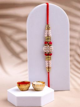 ADIVA - Handmade Swastika Beads Thread Rakhi With Roli Chawal Chandan & Meshrei Card