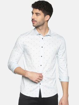 SHOWOFFFF - Mens Casual Skyblue Slim Fit Full Shirt