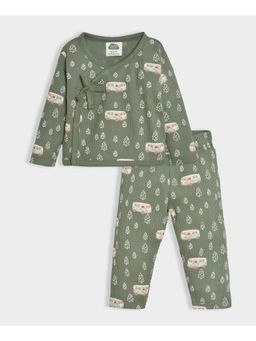 Mi Arcus - Green Cotton Printed Top and Pyjama for Kids (Set of 2)