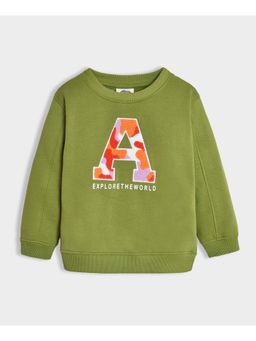 Mi Arcus - Cotton Green Full Sleeves Round Neck Sweatshirt for Kids