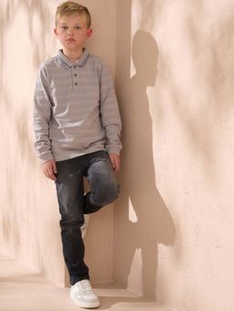 ANGEL & ROCKET - Textured Stripe Polo T-Shirt