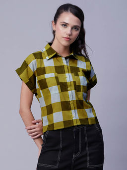 Moomaya - Checks Button Collared Shirt for Women