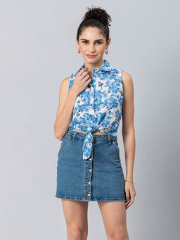 Moomaya - Womens Cotton Crop Shirt