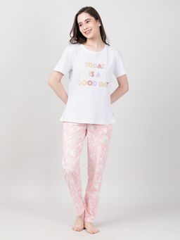 mackly - Womens Printed Nightsuit - White (Set of 2)