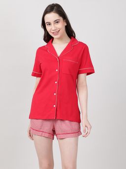 mackly - Womens Printed Nightsuit - Red (Set of 2)