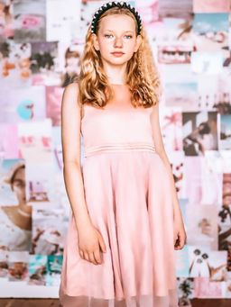 CHERRY CRUMBLE BY NITT HYMAN - Peach Solid Baldwin Party Dress