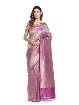Fabindia - Purple Jaal Silk Blend Saree
