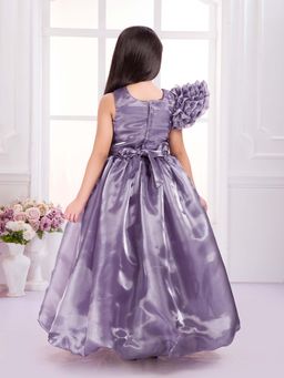 Tiny Kingdom - Lavender Satin Woven Sleeveless Self Designed Gown