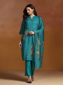 Shree - Liva Teal Printed Kurta Comfort Pant with Dupatta