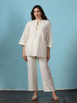 Shree - Cotton Off White Embroidered Co-Ord Set