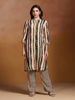 Shree - Liva Multi-Color Printed Kurta with Comfort Pant