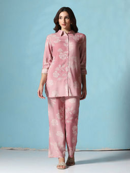 Shree - Liva Pink Floral Print Co-Ord Set