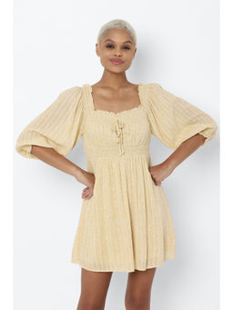 American Eagle - Yellow Floral Puff Sleeve Mini Dress