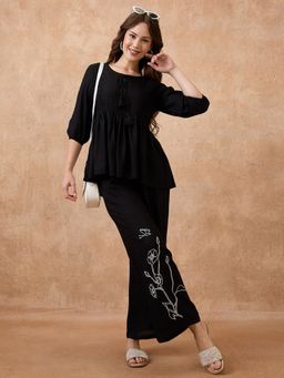 Globus - Black Keyhole Neck Lace Insert Workwear Co-Ord (Set of 2)