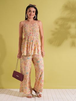 Globus - Yellow Indie Print Strappy Shoulder Smocked Fusion Co-Ord (Set of 2)