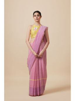 Dressfolk - Handwoven Pure Cotton Mauves Aree With Unstitched Blouse