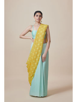 Dressfolk - Handwoven Pure Cotton Multi-Color Polka Dot Print Saree With Unstitched Blouse