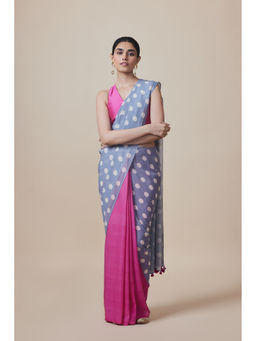 Dressfolk - Handwoven Pure Cotton Multi-Color Polka Dot Print Saree With Unstitched Blouse